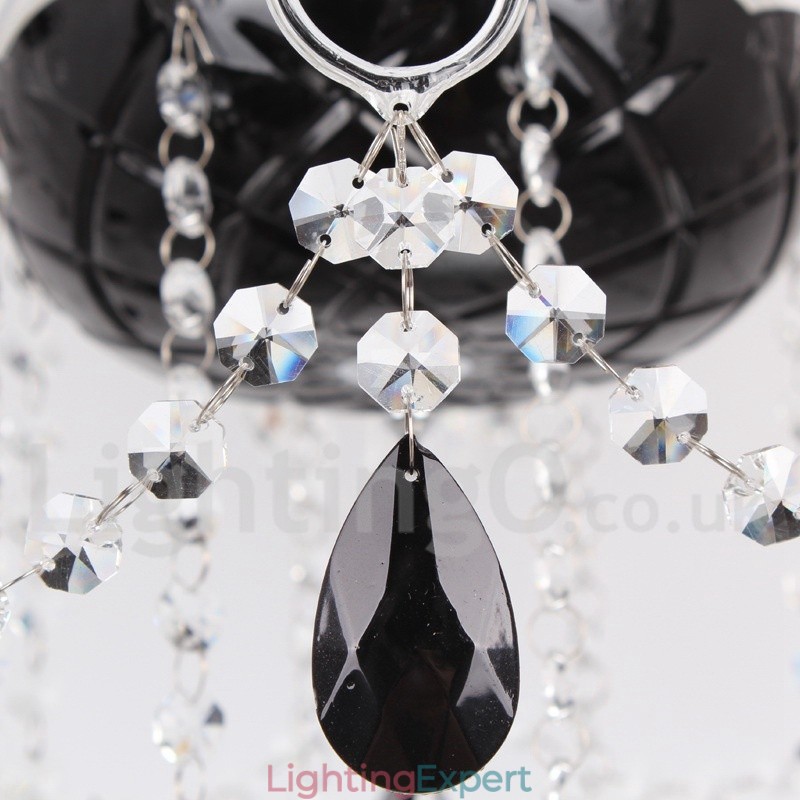 8 Light Contemporary Black Brushed K9 Crystal Candle Style Chandelier