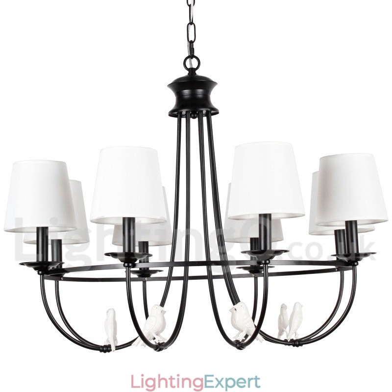 8 Light Retro Black Mediterranean Style Rustic Contemporary Candle Style Chandelier