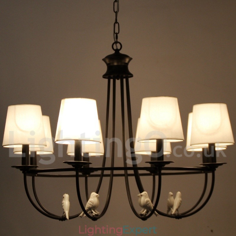 8 Light Retro Black Mediterranean Style Rustic Contemporary Candle Style Chandelier