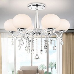 Modern Contemporary Crystal Electroplated Metal Chandelier