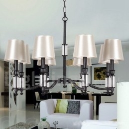 8 Light Black Retro Contemporary Candle Style Chandelier