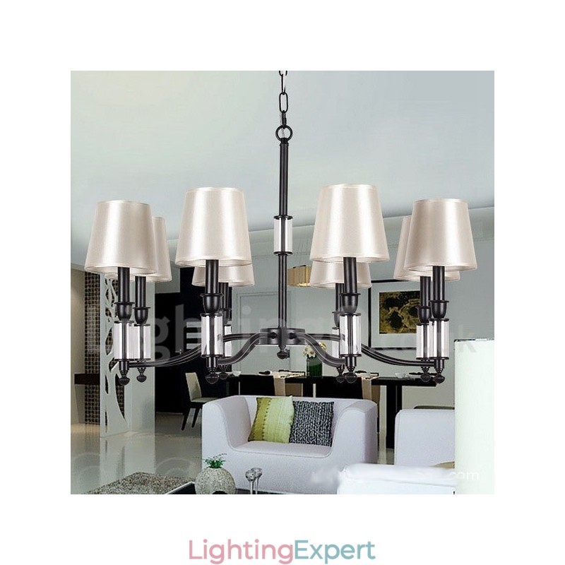 8 Light Black Retro Contemporary Candle Style Chandelier