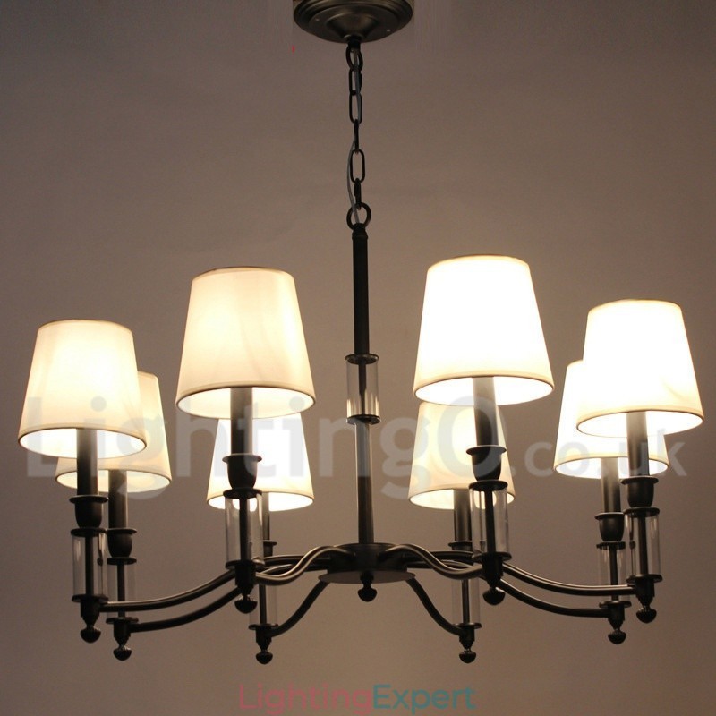 8 Light Black Retro Contemporary Candle Style Chandelier