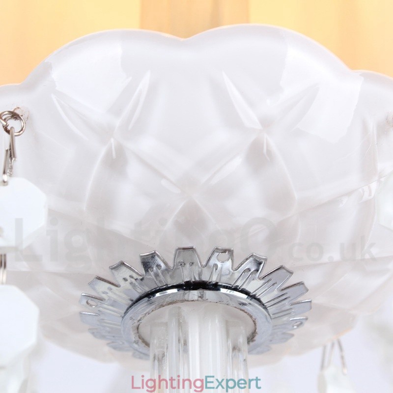 6 Light White K9 Crystal Candle Style Chandelier