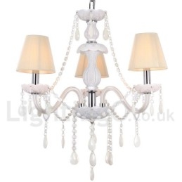 3 Light White K9 Crystal Candle Style Chandelier
