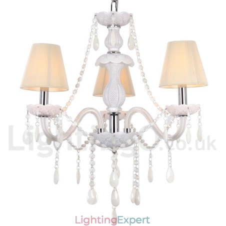 3 Light White K9 Crystal Candle Style Chandelier
