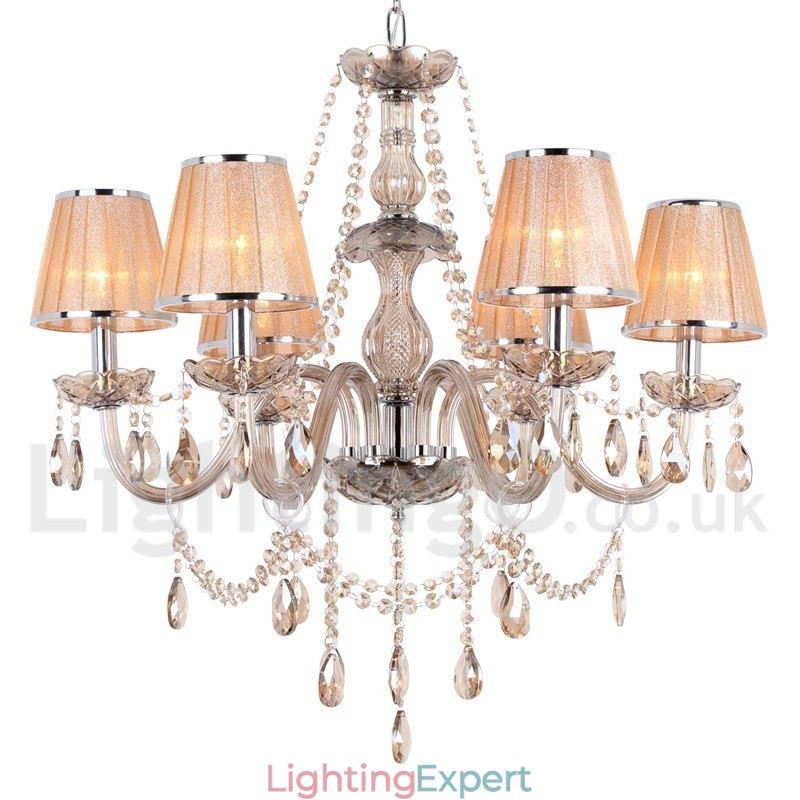 6 Light K9 Crystal Candle Style Chandelier