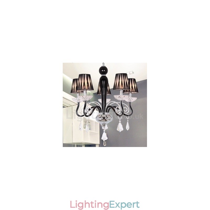 5 Light White Contemporary K9 Crystal Candle Style Chandelier