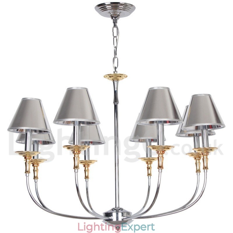 8 Light Modern Contemporary Chrome Candle Style Chandelier