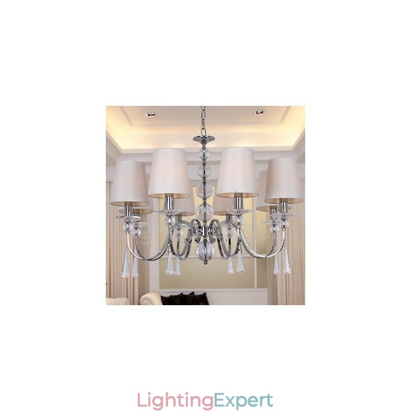 8 Light Contemporary K9 Crystal Candle Style Chandelier