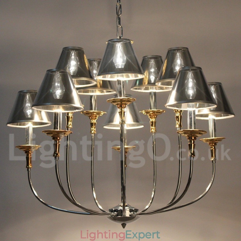 10 Light Modern Contemporary Chrome Candle Style Chandelier