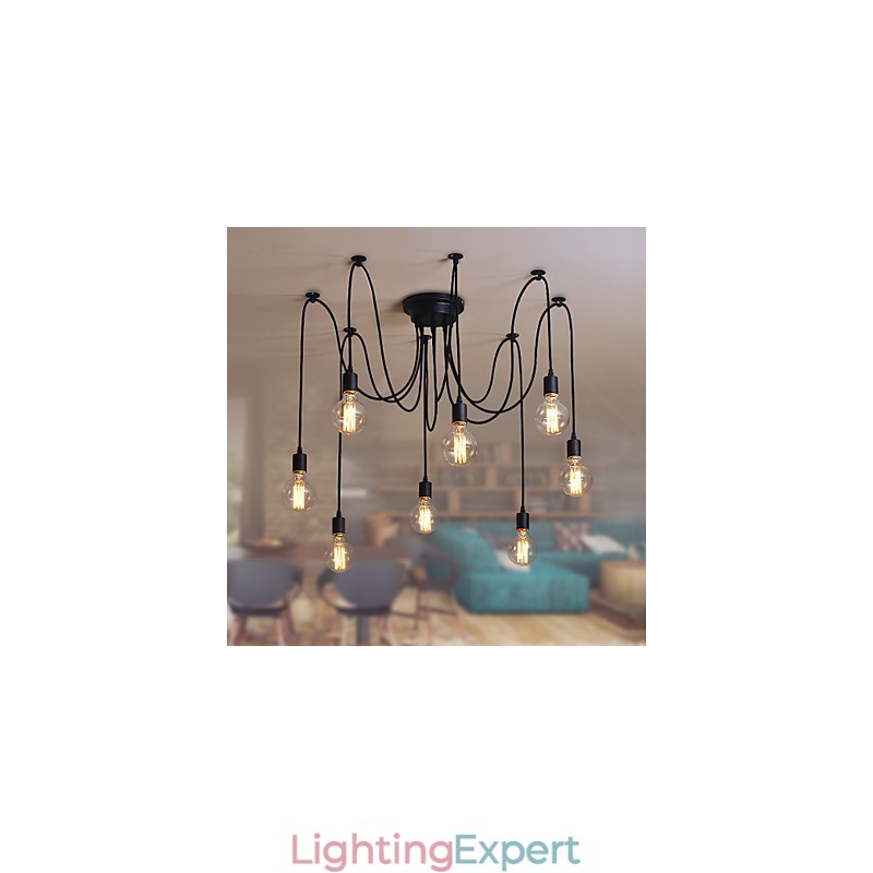 8 Lights Chandelier Pendant Light Traditional Classic Retro Metal