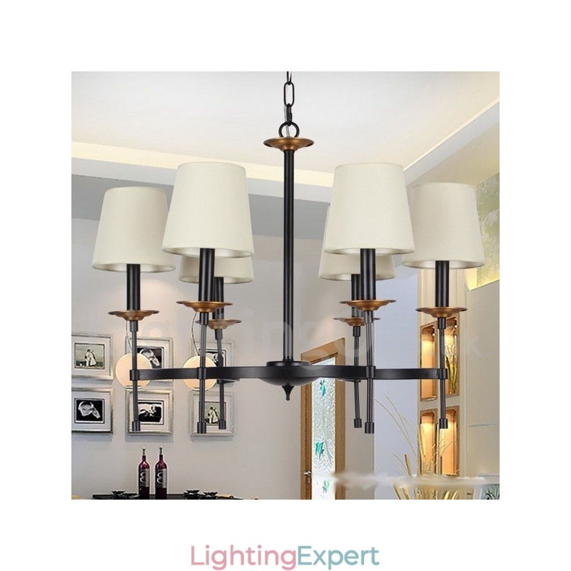 6 Light Contemporary Black Retro Candle Style Chandelier