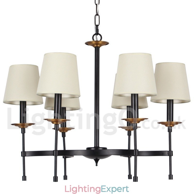 6 Light Contemporary Black Retro Candle Style Chandelier
