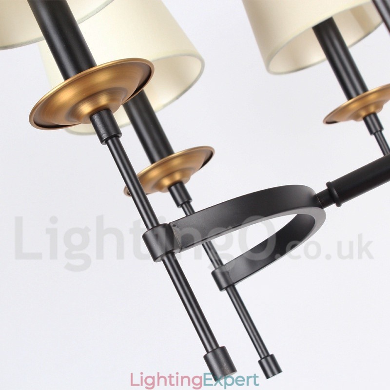 6 Light Contemporary Black Retro Candle Style Chandelier
