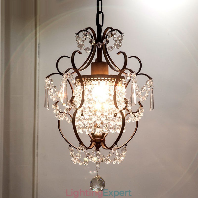 Iron Painting Chandelier with Clear Crystal Modern Lighting Lamp