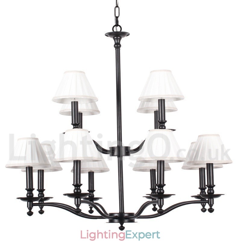 12 Light Retro Rustic Large 2 Tier Candle Style Chandelier