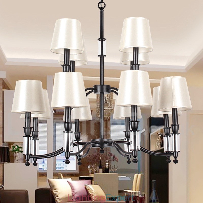 12 Light Rustic Retro Black 2 Tier Large Chandelier Candle Style Chandelier