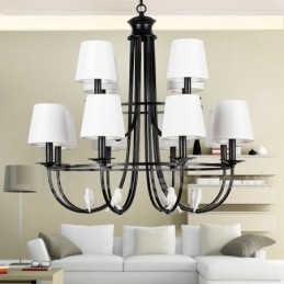 12 Light Rustic Retro Black 2 Tier Large Chandelier Candle Style Chandelier