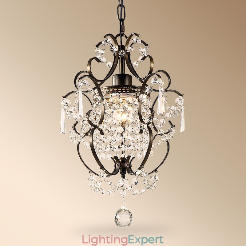Iron Painting Chandelier with Clear Crystal Modern Lighting Lamp