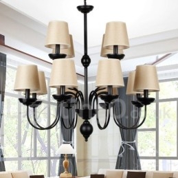 12 Light Rustic Retro Black 2 Tier Large Chandelier Candle Style Chandelier