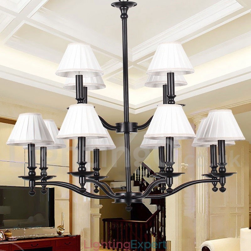 12 Light Retro 2 Tier Large Chandelier Candle Style Chandelier