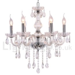 6 Light Contemporary K9 Crystal Candle Style Chandelier