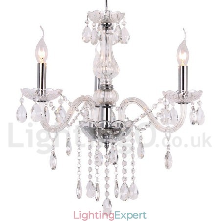 3 Light Contemporary K9 Crystal Candle Style Chandelier 3 Light Contemporary K9 Crystal Candle Style Chandelier