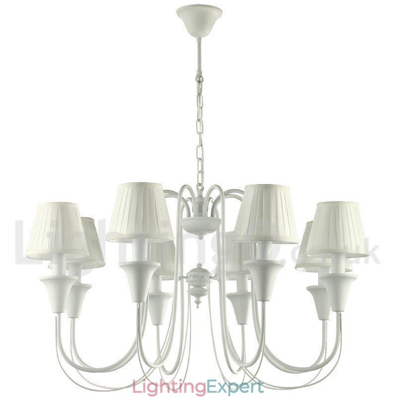8 Light White Retro Candle Style Chandelier