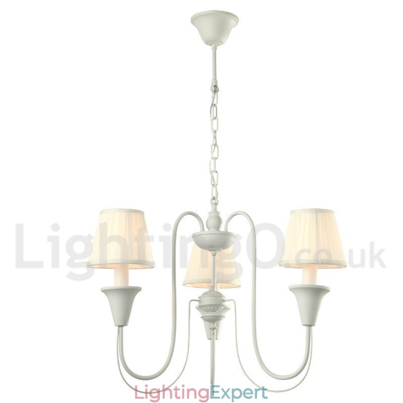3 Light White Retro Candle Style Chandelier