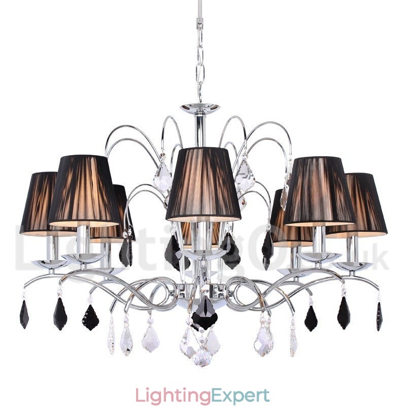 8 Light Contemporary K9 Crystal Candle Style Chandelier