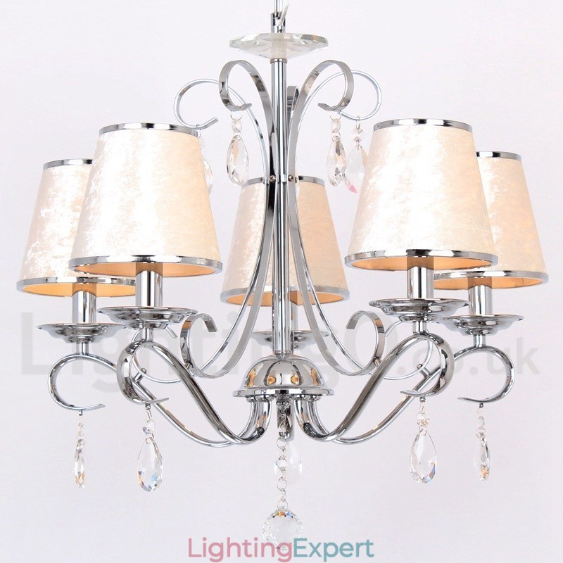 5 Light Contemporary K9 Crystal Candle Style Chandelier