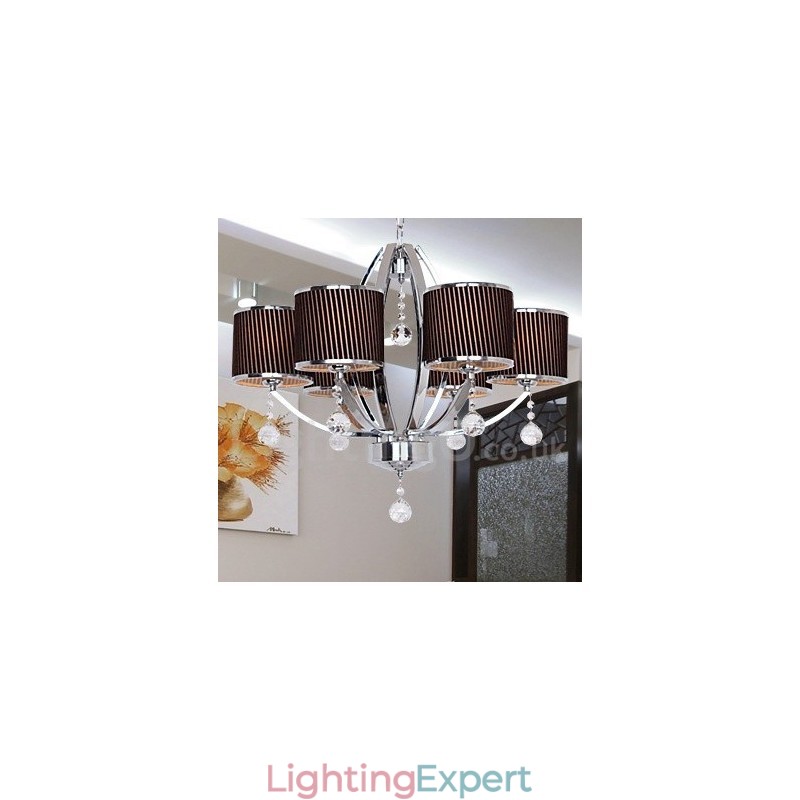 6 Light Contemporary K9 Crystal Candle Style Chandelier