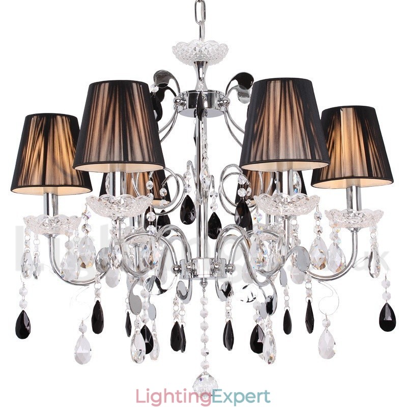 6 Light Contemporary K9 Crystal Candle Style Chandelier