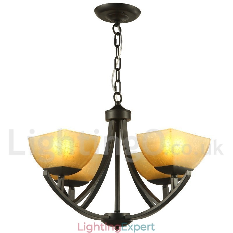4 Light Mediterranean Style Black Candle Style Chandelier