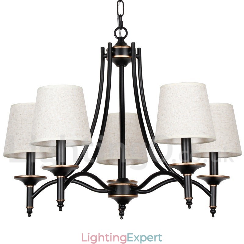 5 Light Rustic Retro Black Contemporary Candle Style Chandelier