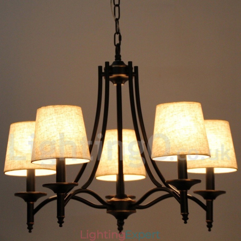 5 Light Rustic Retro Black Contemporary Candle Style Chandelier