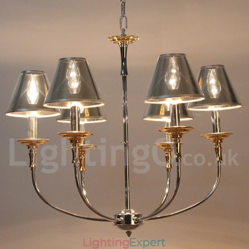 6 Light Modern Contemporary Chrome Candle Style Chandelier