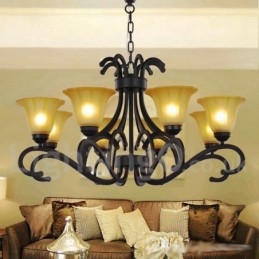 8 Light Black Contemporary Candle Style Chandelier