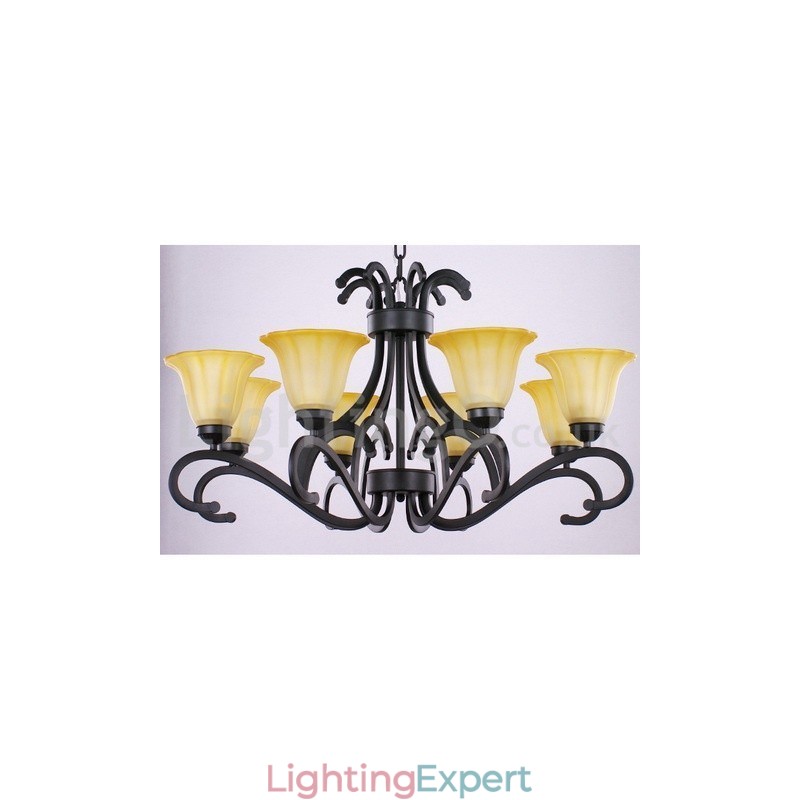 8 Light Black Contemporary Candle Style Chandelier