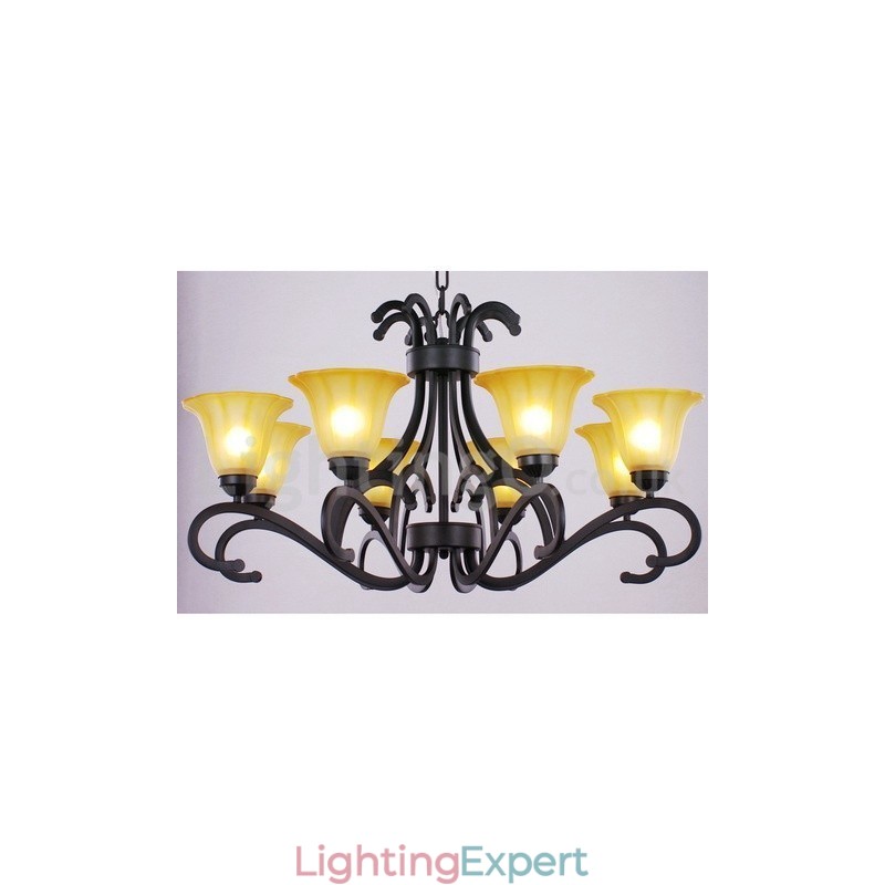 8 Light Black Contemporary Candle Style Chandelier