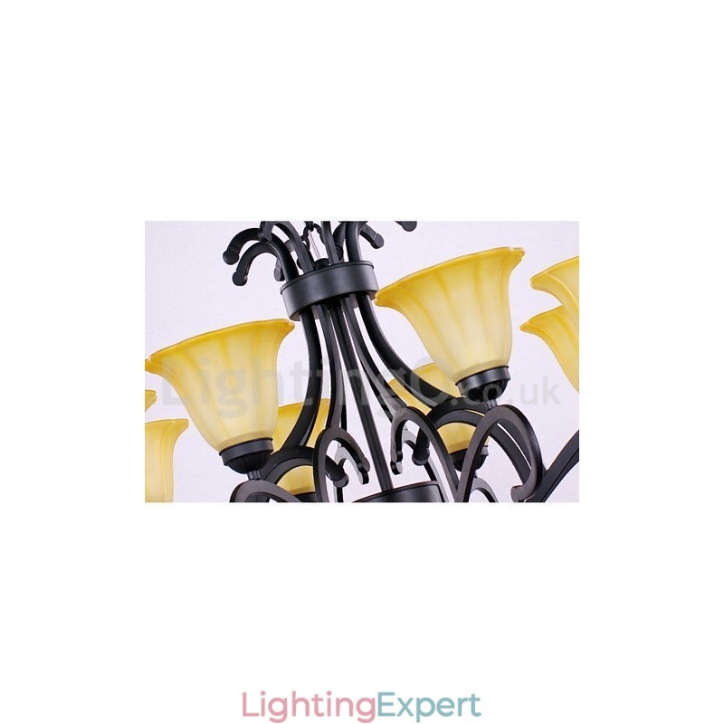 8 Light Black Contemporary Candle Style Chandelier