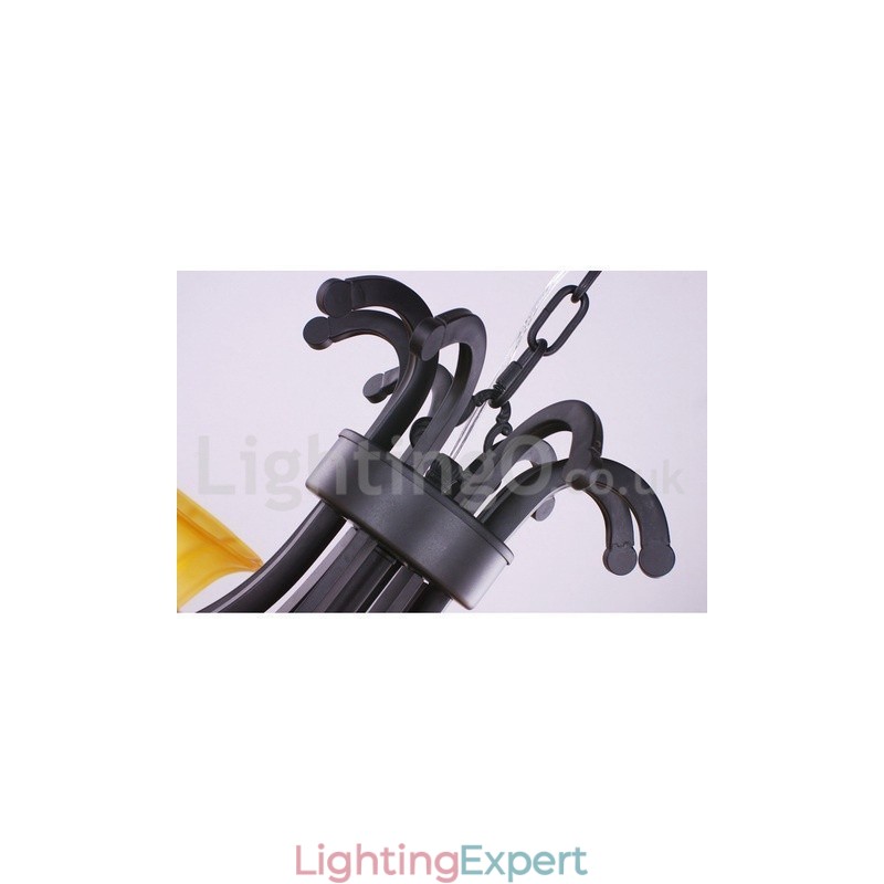 8 Light Black Contemporary Candle Style Chandelier