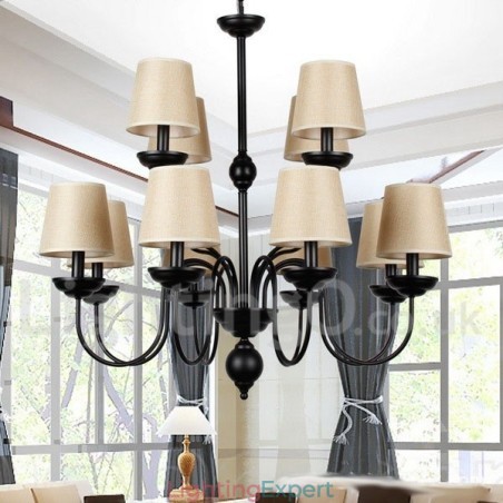 12 Light Rustic 2 Tier Retro Contemporary Candle Style Chandelier