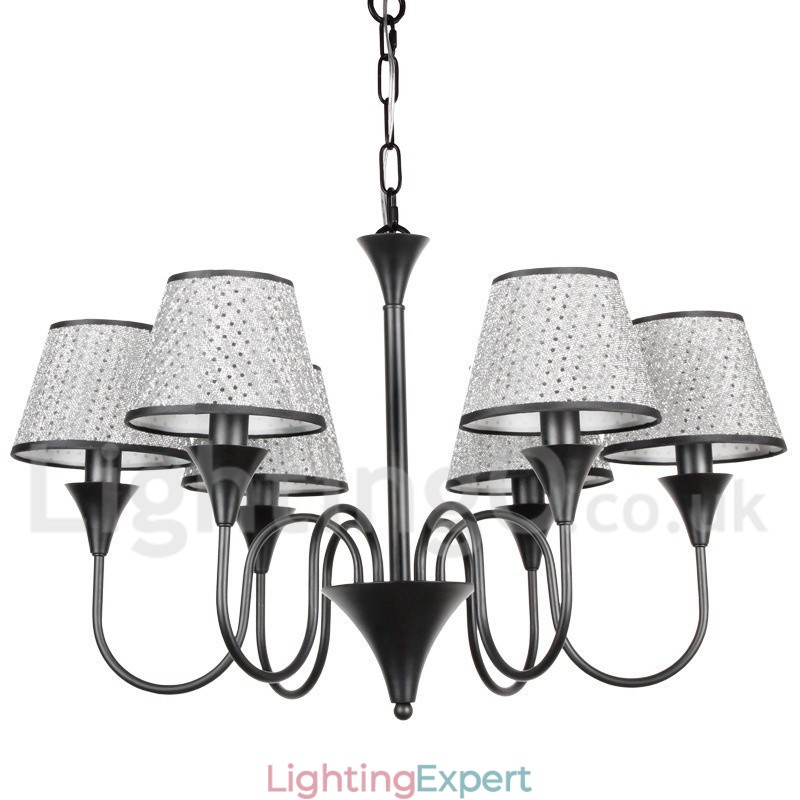6 Light Rustic Modern Contemporary Retro Black Candle Style Chandelier