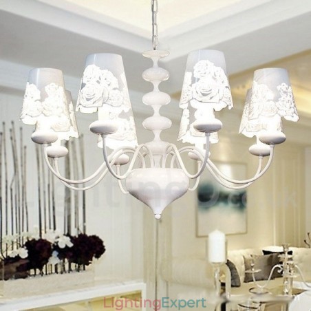 8 Light Modern Contemporary Hollow White Candle Style Chandelier 8 Light Modern Contemporary Hollow White Candle Style Chandelier