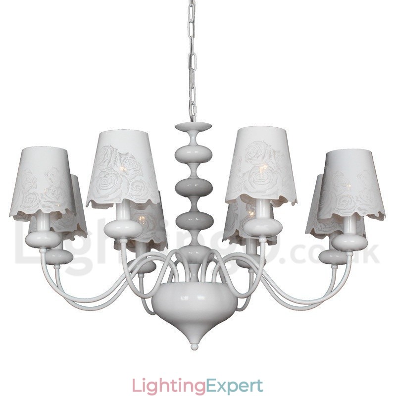 8 Light Modern Contemporary Hollow White Candle Style Chandelier