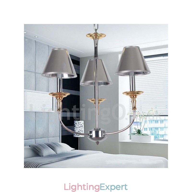 3 Light Modern Contemporary Chrome Candle Style Chandelier