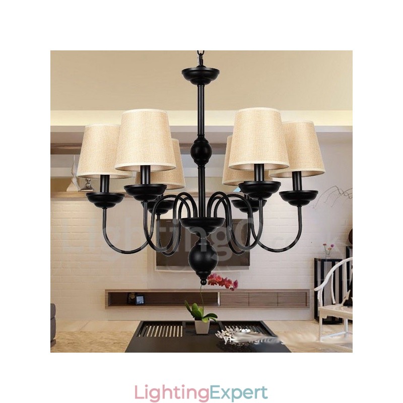 6 Light Rustic Retro Contemporary Candle Style Chandelier