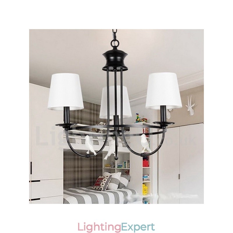 3 Light Retro Black Mediterranean Style Rustic Contemporary Candle Style Chandelier